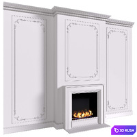 Decorative wall with bio-fireplace 3D Model Corona
