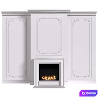 Decorative wall with bio-fireplace 3D Model Corona