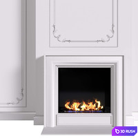 Decorative wall with bio-fireplace 3D Model Corona