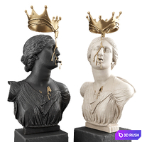 Melting crown art sculpture 3D Model Vray, Corona