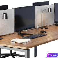 Office desks bench system 3D Model Corona