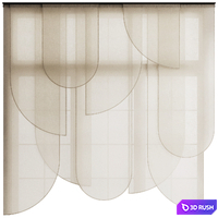Layered Panel Curtain Rounded 3D Model Vray, Corona