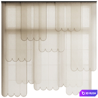 Layered Scallop Panel Curtain 3D Model Vray, Corona