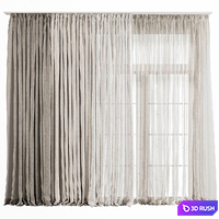 Layered Curtain Set for Large Windows 78 3D Model Vray, Corona