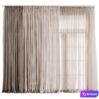 Layered Curtain Set for Large Windows 78 3D Model Vray, Corona