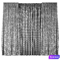 Linen curtains with blue piping a 3D Model Corona