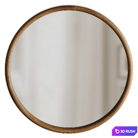 Walter Natural Wood Small Round Mirror 3D Model Corona