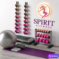 Excellent set for a fitness room. Sport equipment. Set 3D Model Vray, Corona