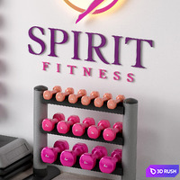 Excellent set for a fitness room. Sport equipment. Set 3D Model Vray, Corona