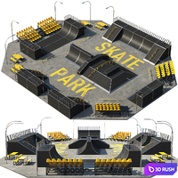 Skate park 3D Model Vray, Corona