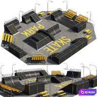 Skate park 3D Model Vray, Corona