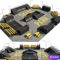 Skate park 3D Model Vray, Corona