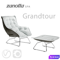 Zanotta Grandtour Armchair with pouf (vray + corona) 3D Model Vray