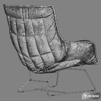 Zanotta Grandtour Armchair with pouf (vray + corona) 3D Model Vray