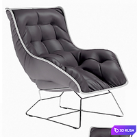 Zanotta Grandtour Armchair with pouf (vray + corona) 3D Model Vray