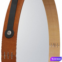 Round leather mirror 3D Model Vray, Corona