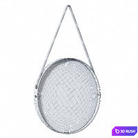 Round leather mirror 3D Model Vray, Corona