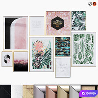 Poster Set "Tropical Balance" 3D Model Vray, Corona