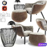 Poliform Mad Armchair Set 3D Model Vray, Corona