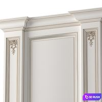 Classic Wall paneling white color 3D Model Vray, Corona