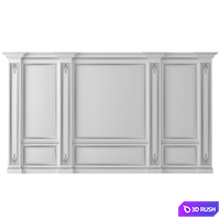 Classic Wall paneling white color 3D Model Vray, Corona