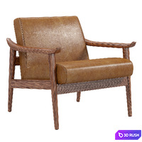 Mid-centry leather show wood chair Westelm 3D Model Corona