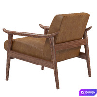 Mid-centry leather show wood chair Westelm 3D Model Corona