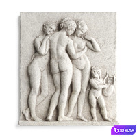 Three graces wall panel 3D Model Vray, Corona
