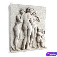 Three graces wall panel 3D Model Vray, Corona