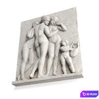 Three graces wall panel 3D Model Vray, Corona