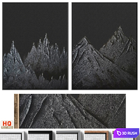 Black Abstract Mountains Textural Plaster Wall Art C-554 3D Model Vray, Corona