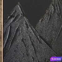 Black Abstract Mountains Textural Plaster Wall Art C-554 3D Model Vray, Corona