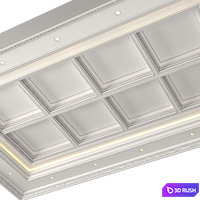 Art Deco coffered illuminated ceiling.Modern coffered illuminated ceiling 3D Model Vray, Corona