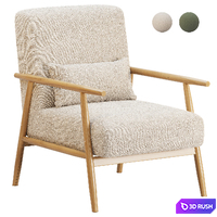 Alpine Spindle Boucle Wooden Arm Accent Chair 3D Model Corona