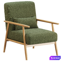 Alpine Spindle Boucle Wooden Arm Accent Chair 3D Model Corona