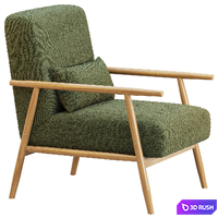 Alpine Spindle Boucle Wooden Arm Accent Chair 3D Model Corona