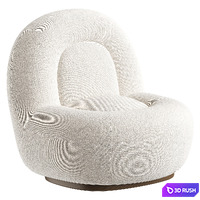 Velvet Lounge Chair with Walnut Plinth 3D Model Corona