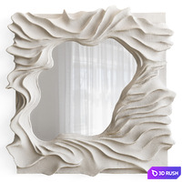 Mirror with organic, wave-like frame 3D Model Vray, Corona