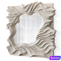 Mirror with organic, wave-like frame 3D Model Vray, Corona