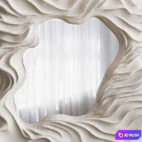 Mirror with organic, wave-like frame 3D Model Vray, Corona
