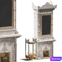 Classic fireplace with wood storage 3D Model