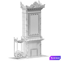 Classic fireplace with wood storage 3D Model Vray, Corona