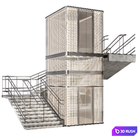 Elevator and Stair No. 22 3D Model Vray, Corona