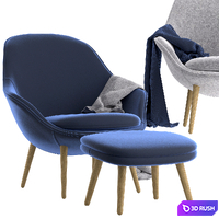 Boconcept-Adelaide living chair + Adelaide footstool 3D Model Corona