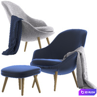 Boconcept-Adelaide living chair + Adelaide footstool 3D Model Corona