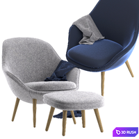 Boconcept-Adelaide living chair + Adelaide footstool 3D Model Corona