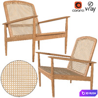 Zara Home TEAK AND RATTAN ARMCHAIR 3D Model Vray, Corona