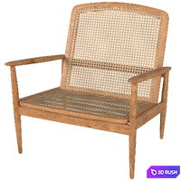 Zara Home TEAK AND RATTAN ARMCHAIR 3D Model Vray, Corona
