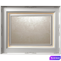 Art Deco coffered ceiling with OTTOCENTO decorative painting.Modern ceiling Decorative plaster 3D Model Vray, Corona
