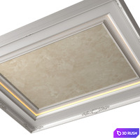 Art Deco coffered ceiling with OTTOCENTO decorative painting.Modern ceiling Decorative plaster 3D Model Vray, Corona